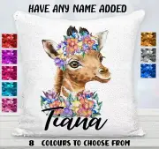 Giraffe Cushion Cover Flip Sequin Throw Pillow - Personalised