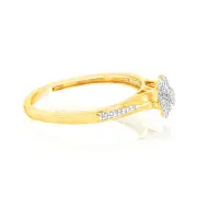 9ct Yellow Gold 1/10 Carat Diamond Heart Shaped Ring, Q