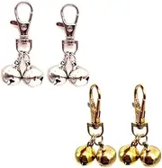 4 Pcs Pet Bells Dog Bells Gold and Silver Bell Training Charm Pendants Jewelry for Pet Dog Cat Necklace Collar