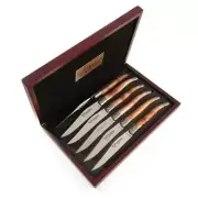 6-Piece Steak Knife Set with Juniper Wood Handles by Laguiole en Aubrac, France