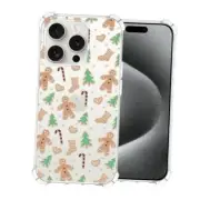 Clear Christmas Phone Case for,Xmas Pattern iPhone 15 Pro Max Gingerbread Man