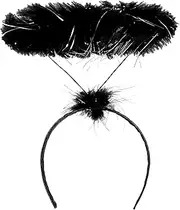 REDSTAR Fluffy Halo Headband - Choose from White or Black, Christmas, Nativity, Angel or Fairy, Halloween, Costume Headband, Fancy Dress Accessories, Hen Party, Fluffy Halo for Children and Adults