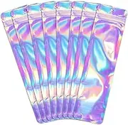 Holographic Pouch Bag Flat Storage BagsSmell Proof Bags Mylar Bags,100Pcs Foil Ziplock Packaging Bags,Mylar Bags Holographic Packaging Bags Odor Proof Bags,Foil Pouch Bag Flat Mylar Bags,2.5x4"