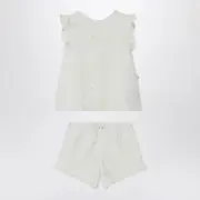 [Il Gufo] Two-piece White Set With Floral Embroidery 9 M White