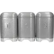 3pc Kitchencraft Lovello Textured Tea/Coffee/Sugar Storage Box Set - Grey