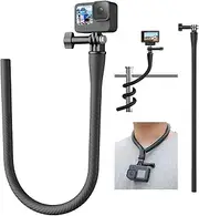 [TELESIN] Flexible Mount Clamp Selfie Stick Pole Extension Rod for Go Pro Insta360 DJI, Camera Tripod Stand Neck Holder Stabilizer for Bike, Motorcycle, Boat, Tube, Treadmill, Stroller, Car, Desk, Table