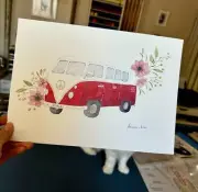 original watercolor painting A4-combi van