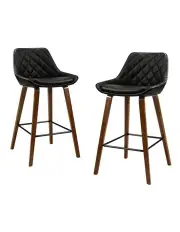 [Artiss] 4x PU Seat Wooden Bar Stools in Black
