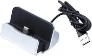 PEPLAYTAL Desktop Charger Dock for Type- Fast Charging Cradle Station Data Compatible Pixel Smartphones and More Portable Silver Design
