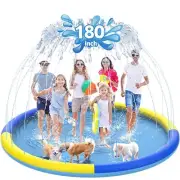 180" Non-Slip Splash Pad for Kids and Dog, Thicken Sprinkler Pool Summer Outd...