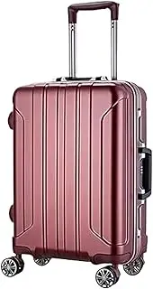 [Ｗoowayo] Carry On Luggages Suitcase Luggage Aluminum Alloy Trolley Case Thick Stripe Suitcases Portable Durable Suitcase Luggage Suitcases (C 20inch)