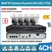 Hikvision 4CH 4K NVR Security CCTV System 4K 8MP IP Camera MIC Audio IR30M POE