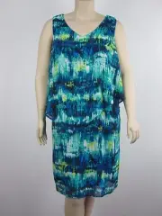 Autograph Ladies Sleeveless Overlay Mid Dress size 16 Colour Print Multi