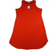 SimplyBe Long Dress Sleeveless Red 28 Plus High Low Maxi Stretch Lagenlook Boho