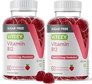Sugar Free Vitamin B12 Gummies 1000mcg - Good for Energy Metabolism Booster, Natural Energy Support for Adults & Kids - Vegan, Non GMO, Gluten Free, Gelatin Free - Chewable Raspberry Flavored Gummies