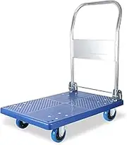 Flatbed Cart Push Cart Trolley Durable Plastic Panel and Foldable Handle for Easy Storage and Mute 360 Degree Swivel Wheels for Transport Hand Truck(Size:71 * 47-100)(One Color 72 * 48200mutetone)