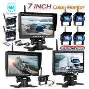 7" Wireless Backup Rear View Camera Night Vision System Monitor For RV Truck Bus