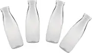FUNOMOCYA 4Pcs Transparent Glass Milk Bottles with Lid Food Grade Yogurt and Juice Containers for Lunches and Storage Dishwasher Safe for Fresh Beverages