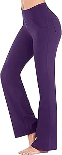 [Generic] Sheer Yoga Pants Micro Lah Wide Leg Pants High Waist Casual Girls Yoga Pants Flare Pant X Small