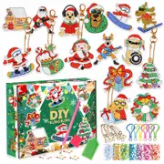 Catzon 15 Pcs Diamond Painting KeyChains Kits Christmas Decor for Kids Ages 6-12