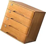 Portable Storage Solid Wood Desktop File Cabinet with Lockable Drawers Wooden Storage Box nizer for Office or Home Use