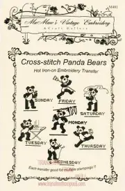 Panda Bears for Cross-stitch Hot Iron Transfers by MaMaw's Vintage Embroidery