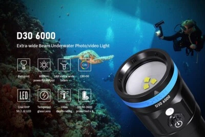 XTAR Hunter D30 6000 Lumens CRI-90 100 Meter Dive Light SET