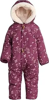 [Jessica Simpson] Girl's Snowsuit - Fleece Lined One Piece Romper Baby Bodysuit - Insulated Baby Girls Hooded Jumpsuit 12M-24M