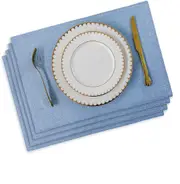 Blue Placemats Set of 4/6/8 Table Place Mats Mother's Day Decorations Blush Placemats Washable Place Mats for Dining Kitchen Restaurant Table