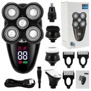 Electric Razor for Men Bald Head Shaver LED Display Nose Hair Beard Trimmer Clippers Facial Cleansing Brush USB Rechargeable