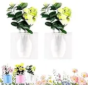 Magic Silicone Vase, Magic Silicone Vase for Window, Aesthetic Flower Vase, Flower Pot Silicone Sticky Vase, Self-Adhesive Reusable Hanging Silicone Vase, Wall-Mounted Flower Vase (White*2)
