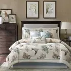 CAL KING Size 7 PC Gray Barn Rustic Cotton Comforter Set Avian Birds Floral