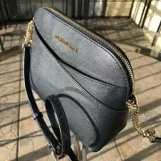 Michael Kors Leather Black Crossbody Bag Handbag Messenger Purse Satchel Women