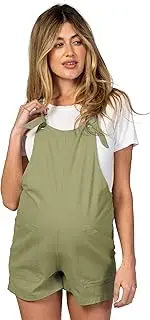 [Eliana] Shoulder Tie-Knot Maternity Overalls - Stretchy Maternity Romper Shorts - Maternity Jumpsuit
