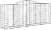 Arched Gabion Baskets 2 Pack - 300x50x120/140 cm Galvanised Iron Garden Planters for Outdoor Landscaping, Durable & Rust-Resistant