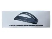TOBENONE 13 in 2 Type C Dual Monitor Laptop Docking Station + Vertical Stand NEW