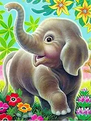 KoKoWill 5D DIY Diamond Painting Kit for Adults Kids, Full Drill Round Crystal Rhinestone Embroidery Cross Stitch Home Wall Décor Arts Craft Canvas,Elephant,11.81 x 15.75 inch