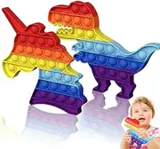 PEWOD 2 Packs Pop Bubble Sensory Fidget Toy | Unique Shape Anxiety Relief Finger Toys | Autism Needs Pressure Relieving Toy (Rainbow)