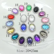 10Pcs Oval Rhinestone Buttons Flat Back Crystal Button Colorful Craft Decoration