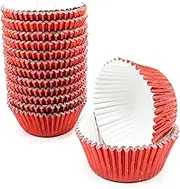 Red Cupcake Liners for Baking,GOLF 500 Pack Standard Size Red Foil Cupcake Liners Wrappers Metallic Baking Cups,Muffin Paper Cases