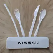 Nissan Cutlery Set 4 Pc with Travel Case 8x2" Fork Knife Spoon Straw Reusable