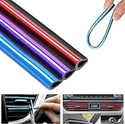 20 Pcs Car Vent Outlet Trim, Auto Air Conditioner Vent Strips, Interior Decoration Strip Chrome PVC Strip for All Straight of Auto Interior, Blue