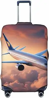 [CADREWY] Beautiful Sky Airplane Print Travel Suitcase Cover Luggage Protector with Elastic Anti Scratch for Carry On, Black, Medium