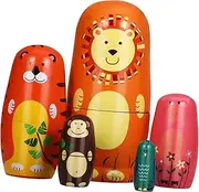 QUMIIRITY Kids' Russian Nesting Dolls Wooden Toys Animal Themes Decorative Matryoshka Doll Collection
