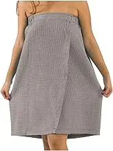 BY LORA Waffle Shower Bath Wrap for Women, Spa Cover Up Towel, Silver Gray
