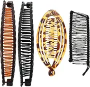 FRCOLOR FRCOLOR 4Pcs Banana Hair Clip Vintage Clincher Combs Tool for Thick Curly Hair Accessories Fishtail Banana Clip Set for Women Girls Stylish Claw Clips Hair Accessories