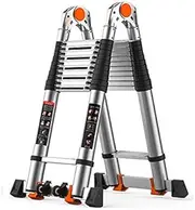 Telescopic Extension Ladder, Aluminium, Portable, Multi-Purpose Telescopic Ladder, 2.3 m, Brilliant