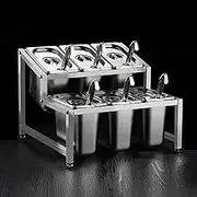 TT-YED Removable Stainless Steel Pizza Ingredients Storage Container, Condiment Tray with Lid with Spoon, Large Capacity Spice Organizer, Kitchen Storage Container,C