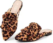 [MUSSHOE] Women Mules Comfortable Pointed Toe Mules Flats Backless Loafers with Knot