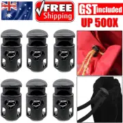 UP 500X Cord Locks Toggle Plastic Lock Hole Stopper Slider Rope Black 6mm
